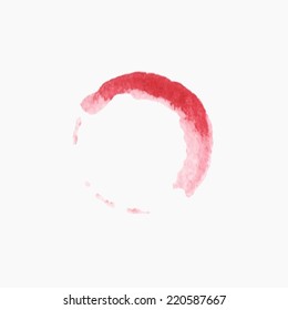 Vector illustration. Watercolor or aquarelle stain of  red wine. Hand-drawn object isolated on white background. 