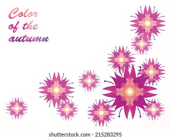 Vector illustration of Watercolor. Autumn floral background. Vector watercolor background with stylized flowers for greeting card.