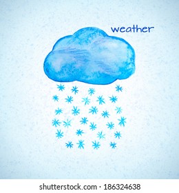 Vector illustration. Vector illustration. Watercolor background with  cloud with snow on background watercolor texture