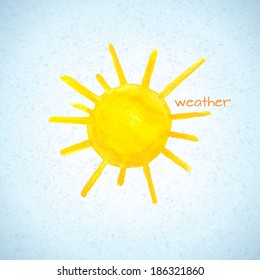 Vector illustration. Vector illustration. Watercolor background with  sun on background watercolor texture