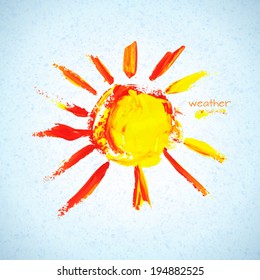 Vector illustration. Vector illustration. Watercolor background with  sun on background watercolor texture