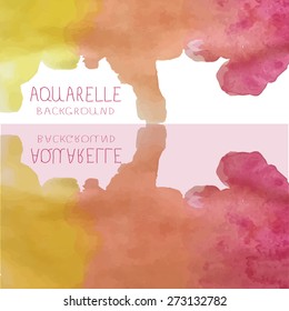 vector illustration of watercolor background with text and signature