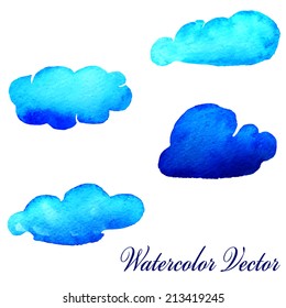 Vector Illustration of Watercolor Cloud for Design, Website, Background. Beautiful Retro Banner. Water Color Splash Texture Template