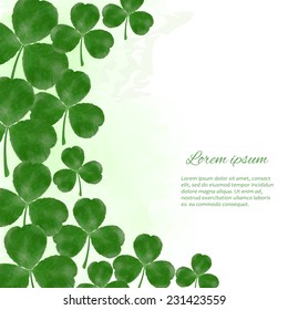 Vector illustration with watercolor clover leaf for Saint Patrick's Day