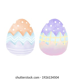 Vector illustration watercolor cute Easter Egg elements decoration idea Happy Easter day greeting card isolated on white background
