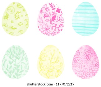 vector illustration watercolor Easter eggs