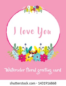Vector illustration - Watercolor floral greeting card