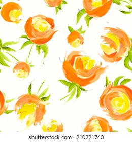 Vector illustration. watercolor floral seamless pattern. Blots and splashes.