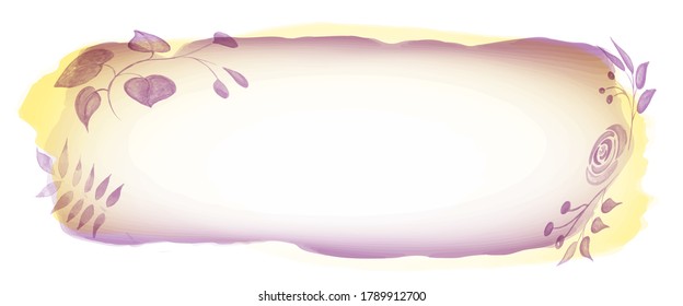 Vector -  Illustration of Watercolor flowers and leaves  banner border background

