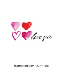 vector illustration watercolor hearts