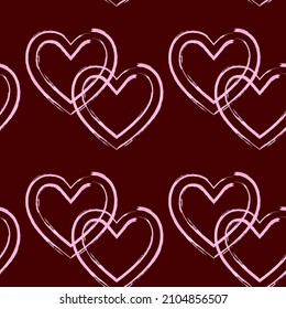 Vector illustration of watercolor hearts. Seamless pattern