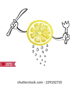 vector illustration with watercolor lemon