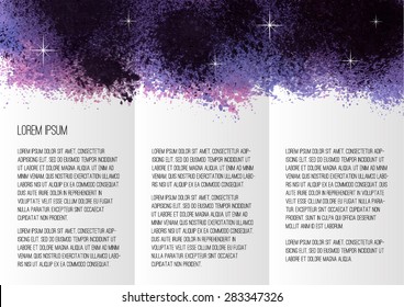 Vector Illustration: Watercolor night sky with stars. Design for booklet, flyer.