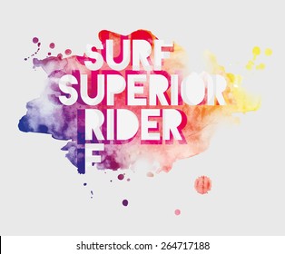 vector illustration watercolor on a transparent background wave surfing cool style, graphics design for t-shirts,vintage graphic design