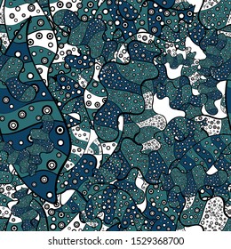 Vector illustration. Watercolor painting. Seamless pattern Gentle, spring on black, white and blue colors.