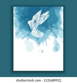 vector illustration of  watercolor pigeon, hand drawn bird 