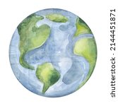Vector illustration of watercolor planet Earth. Isolated on a white background. Earth Day, 22 April.