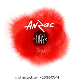 Vector illustration, watercolor poppy flower. The symbol of the day of memory.Modern calligraphy
