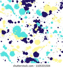 Vector Illustration. Watercolor splash pattern in bright green yellow color. Bold abstract print for spring summer fashion and textile design. Brushstrokes and splatter