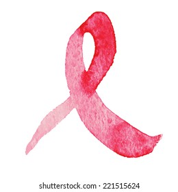 Vector illustration in watercolor style. Breast cancer.