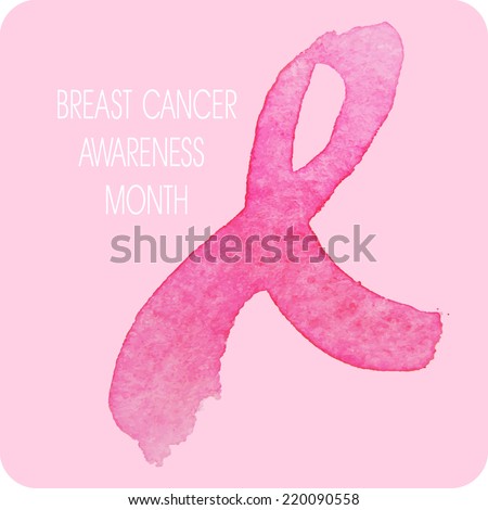 Vector illustration in watercolor style. Breast cancer.