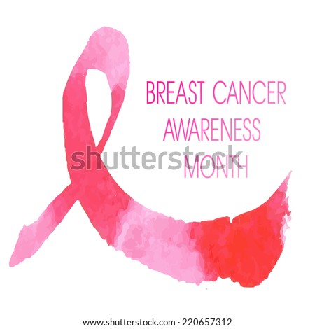 Vector illustration in watercolor style. Breast cancer.