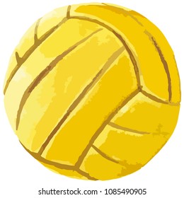 Vector illustration watercolor style painted yellow ink water polo ball