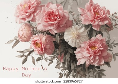 Vector illustration in a watercolor style, template for a greeting card for the international holiday Mother's Day. The text can be changed to any other.