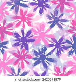 Vector illustration of watercolor textured abstract art textile flower design  Flower garden prepared for textile digital printing or card