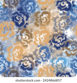 Vector illustration of watercolor textured abstract art textile flower design  Raster bitmap illustration. Art expression painting style.