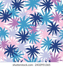 Vector illustration of watercolor textured abstract art textile flower design Hand drawn cartoon style pattern.