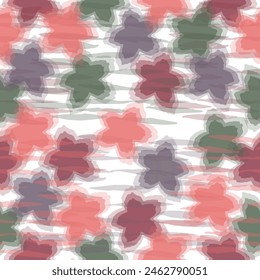 Vector illustration of watercolor textured abstract art textile flower design Summer groovy textile design