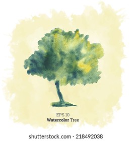 Vector illustration of watercolor tree