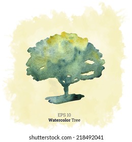 Vector illustration of watercolor tree