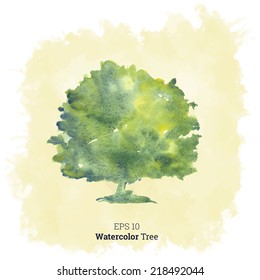 Vector illustration of watercolor tree