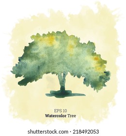 Vector illustration of watercolor tree