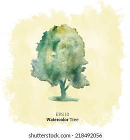 Vector illustration of watercolor tree