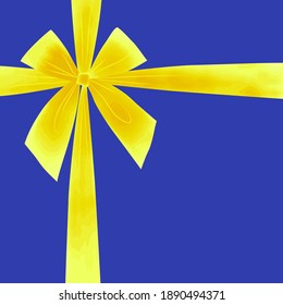 Vector illustration of watercolor yellow ribbon on blue background (Father's Day image)