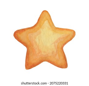 Vector illustration. Watercolor yellow star. Cute Christmas symbol.