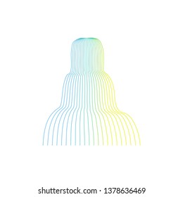 Vector illustration of waterfall cascade. Water stream falling of various shape of mountain rock. Isolated outline hand drawn object. Logo, design element. 