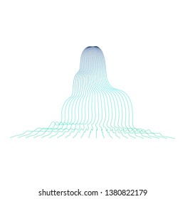 Vector illustration of waterfall cascade. Water stream falling of various shape of mountain rock. Isolated outline hand drawn object. Logo, design element. 