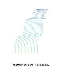 Vector illustration of waterfall cascade. Water stream falling of various shape of mountain rock. Isolated outline hand drawn object. Logo, design element. 