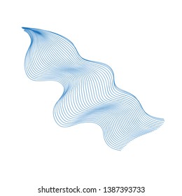 Vector illustration of waterfall cascade. Water stream falling on various shapes of mountain rock. Isolated outline hand drawn object. Logo, design element. 