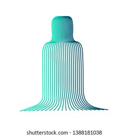 Vector illustration of waterfall cascade. Water stream falling of various shape of mountain rock. Isolated outline hand drawn object. Logo, design element. 