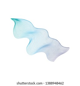 Vector illustration of waterfall cascade. Water stream falling of various shape of mountain rock. Isolated outline hand drawn object. Logo, design element. 