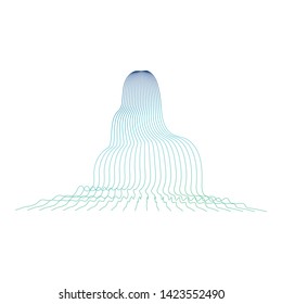 Vector illustration of waterfall cascade. Water stream falling of various shape of mountain rock. Isolated outline hand drawn object. Logo, design element. 