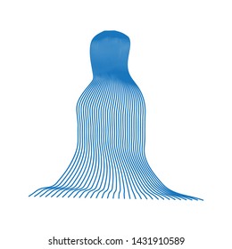 Vector illustration of waterfall cascade. Water stream falling of various shape of mountain rock. Isolated outline hand drawn object. Logo, design element. 