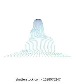 Vector illustration of waterfall cascade. Water stream falling of various shape of mountain rock. Isolated outline hand drawn object. Logo, design element. 