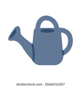 Vector illustration of watering can in flat design. Garden element with curved spout and handle.