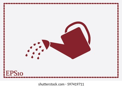 vector illustration of watering can, icon.
